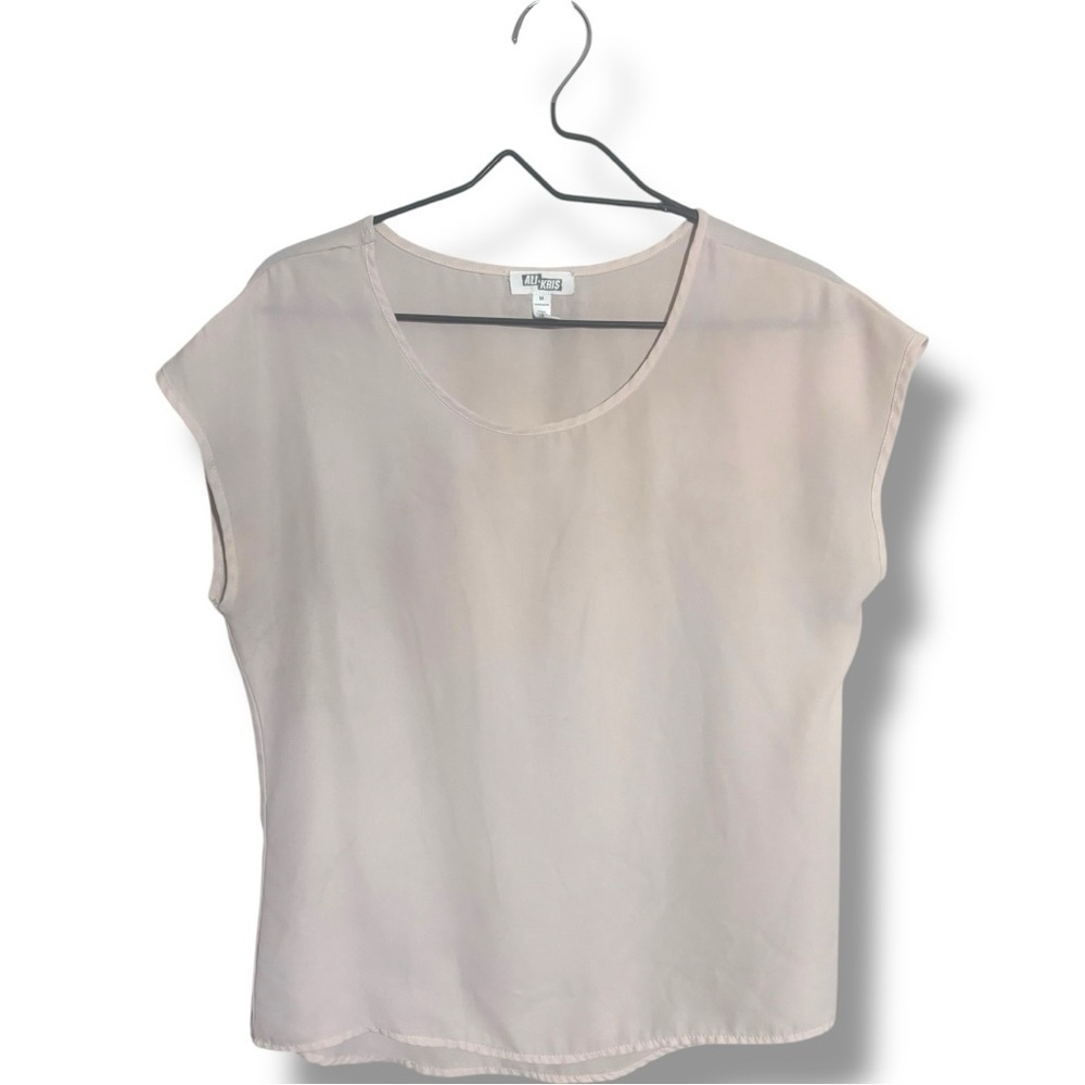 Ali & Kris Cream Pale Pink Cap Sleeve Shear Lightweight Blouse - Picture 12 of 15